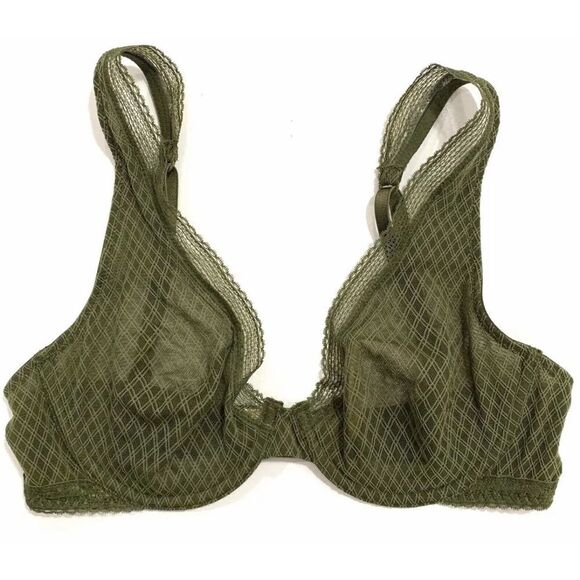 Victoria’s Secret Unlined Demi lightweight Sexy Sheer Mesh Bra Olive - Picture 1 of 2